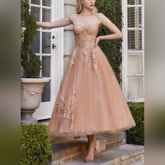 COPY - Rose gold strapless formal evening bridesmaid mother of the bride dress - Picture 1 of 8